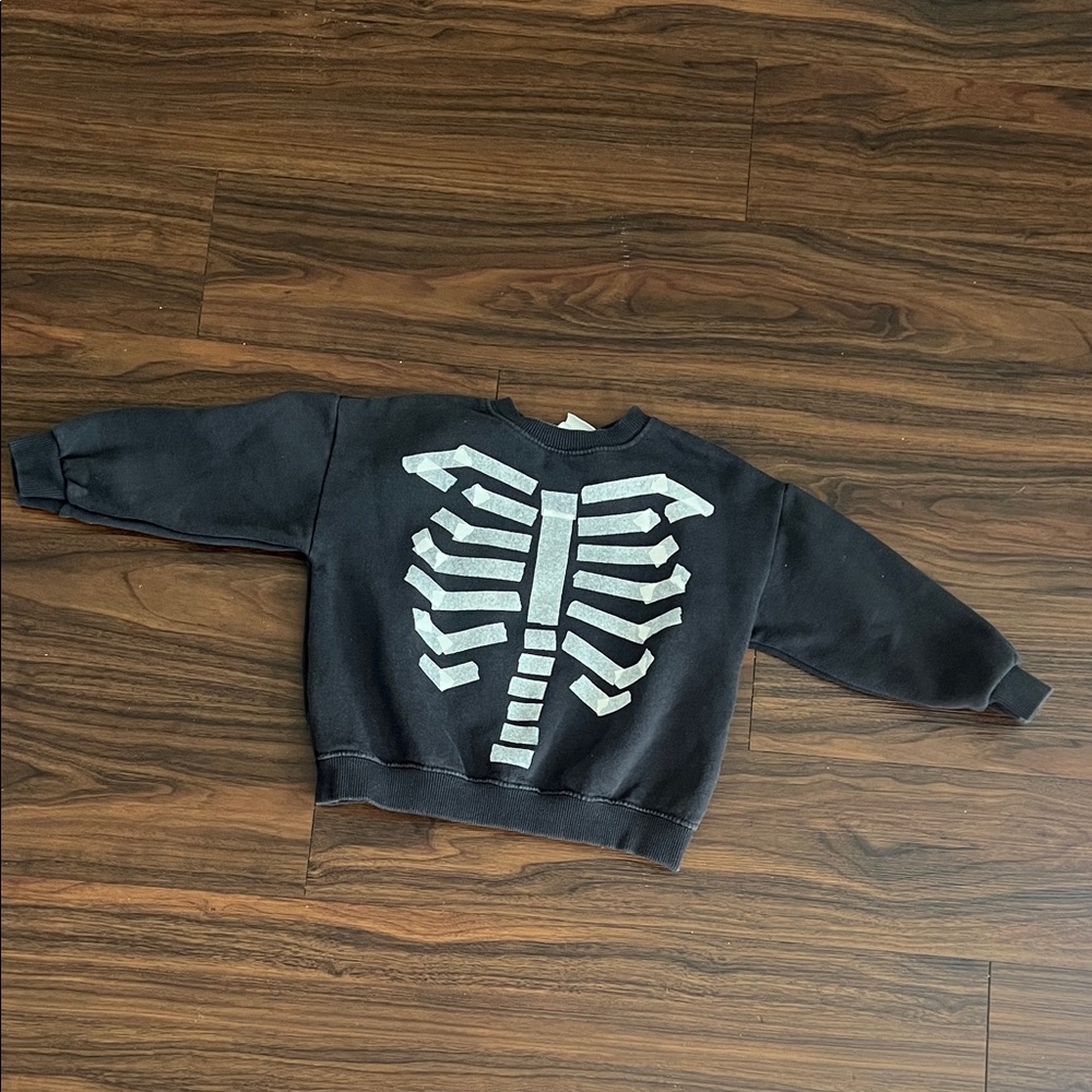 Zara Dark Grey and White Skeleton Sweatshirt